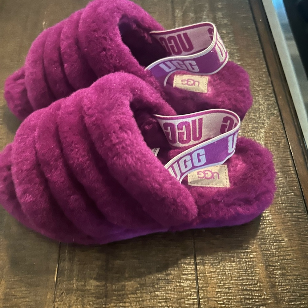 UGG Fuzzy Magenta Slippers